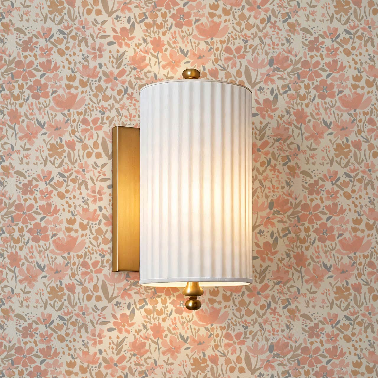 Tatum Blooming Field Coral Wallpaper