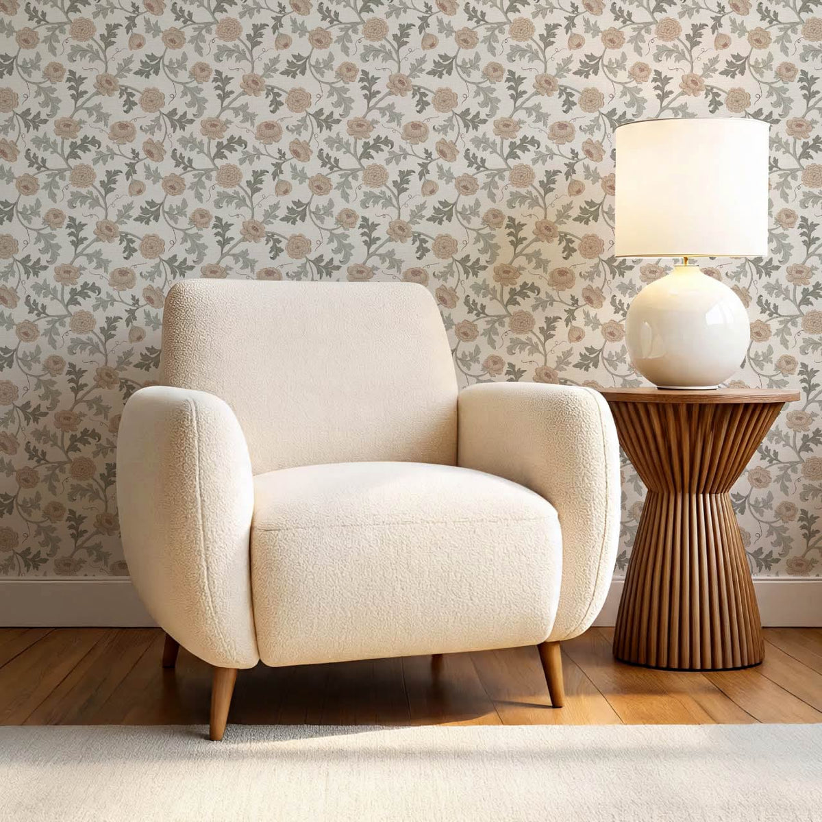 Susana Twining Garden Sage Ivory Beige Wallpaper