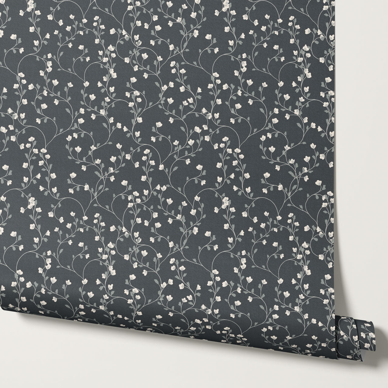 Sybille Flowering Vine Slate Wallpaper
