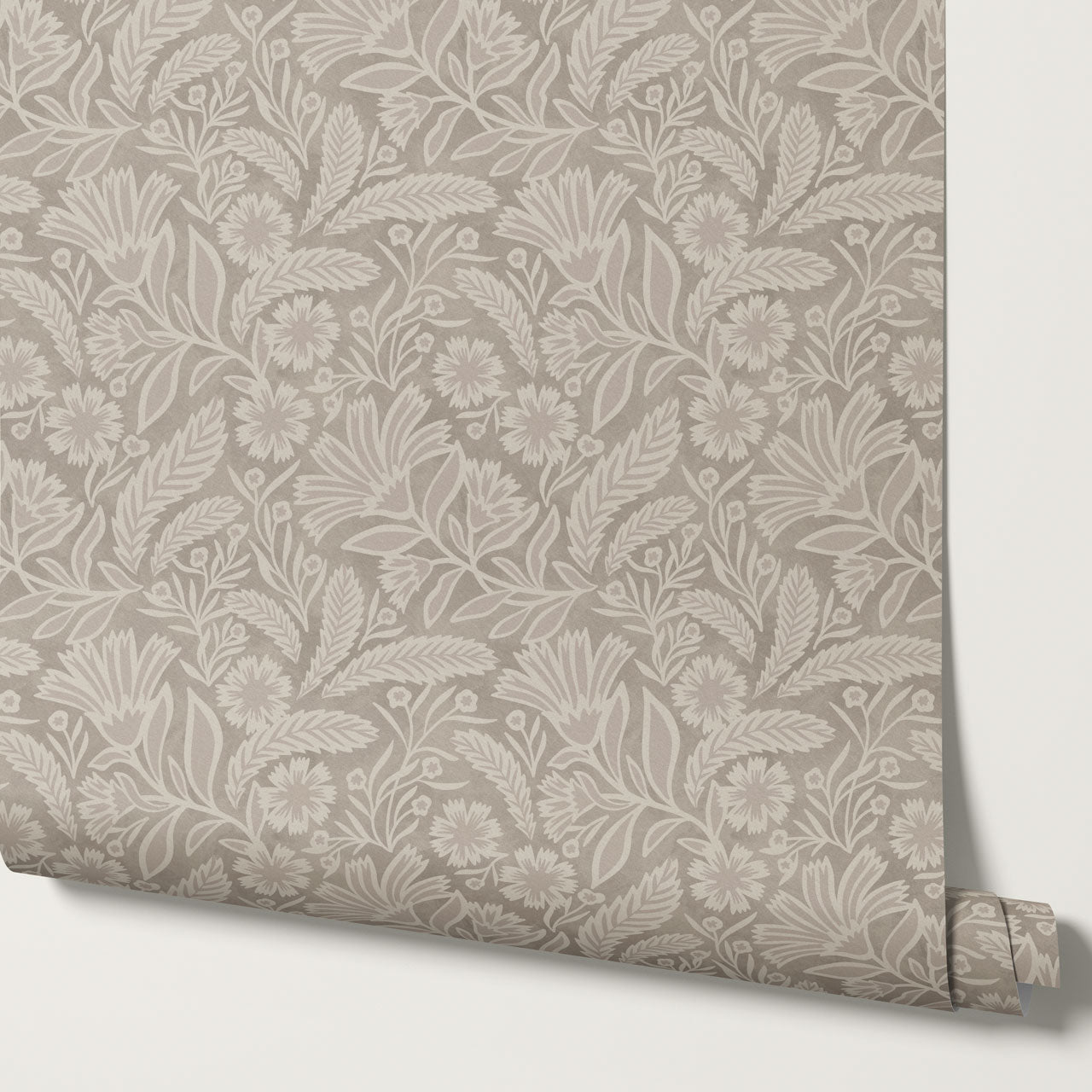 Sylvia Florals Cotton Khaki Wallpaper