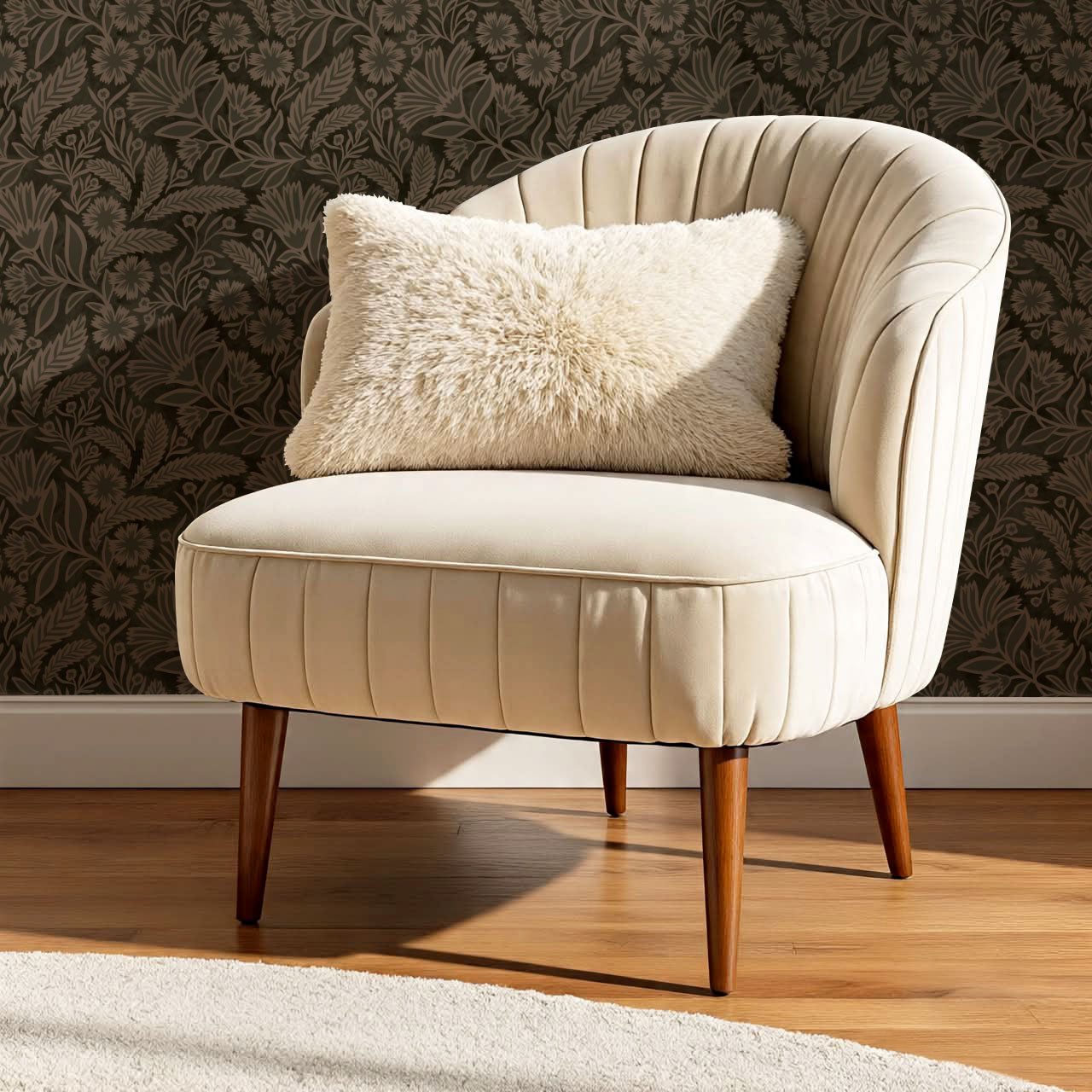 Sylvia Florals Charcoal Taupe Wallpaper