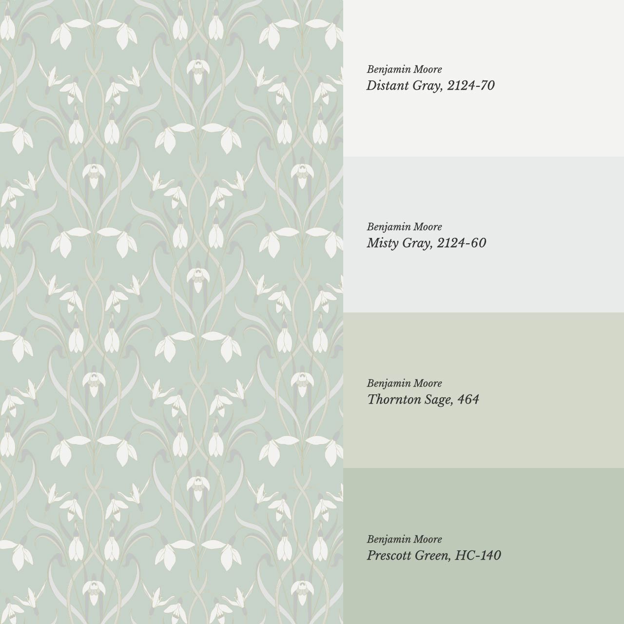 Taimi Snowdrops Sea Glass Wallpaper