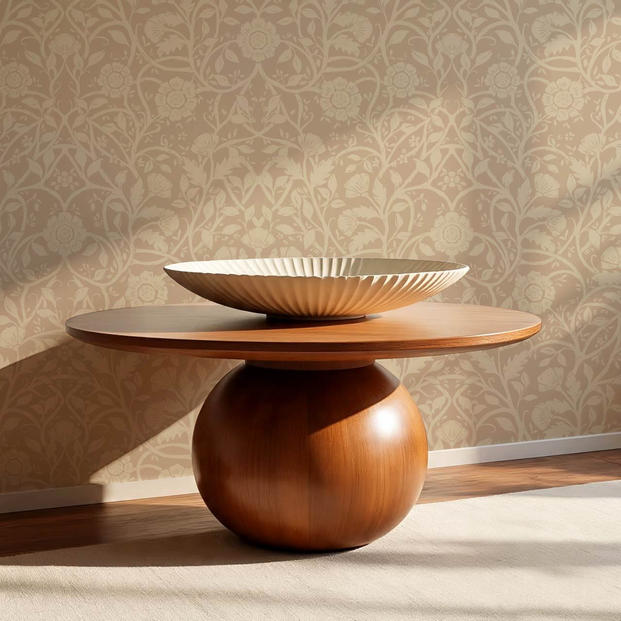 Taja Whispers in the Garden Tan Brown Wallpaper