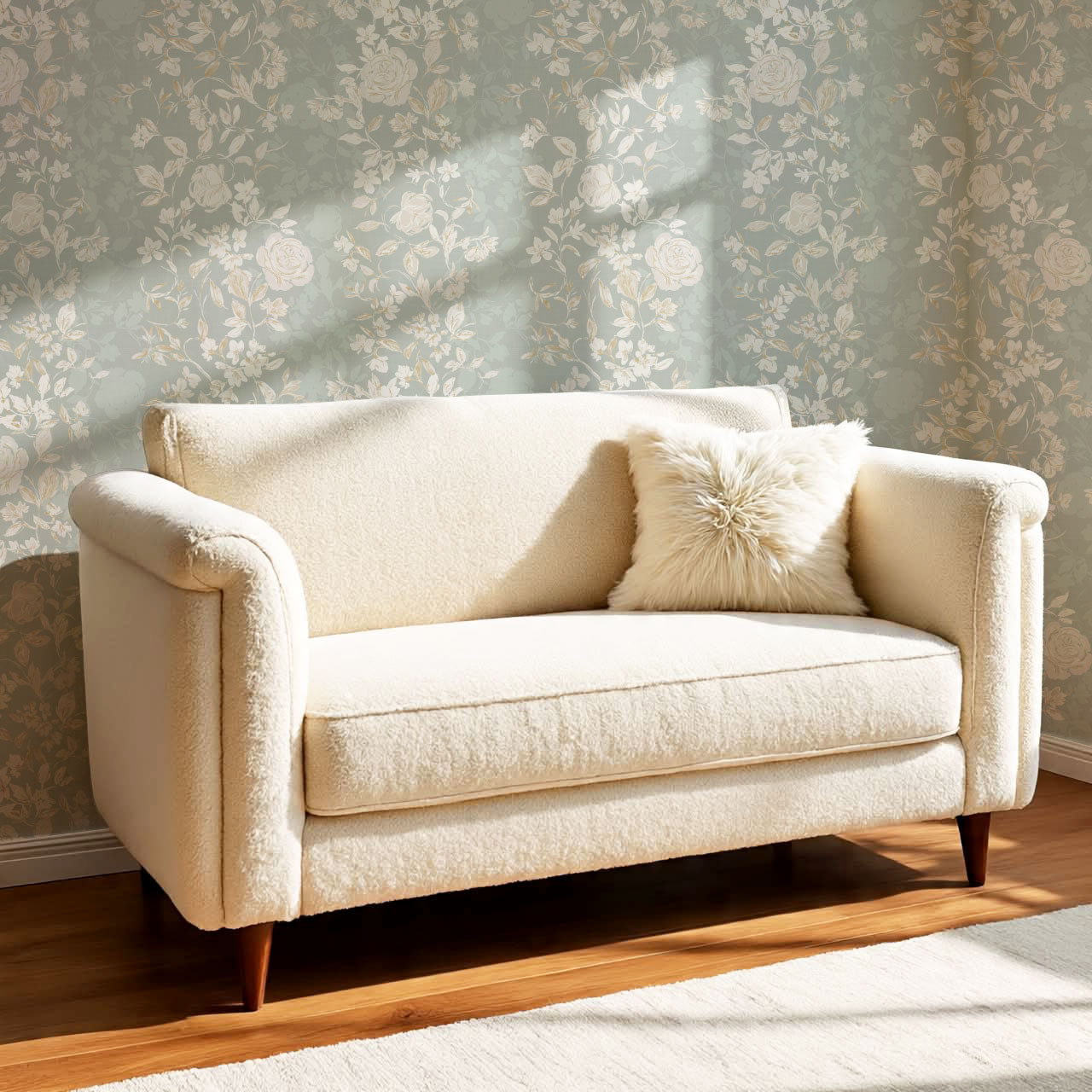 Talia Veiled Garden Pale Teal Wallpaper