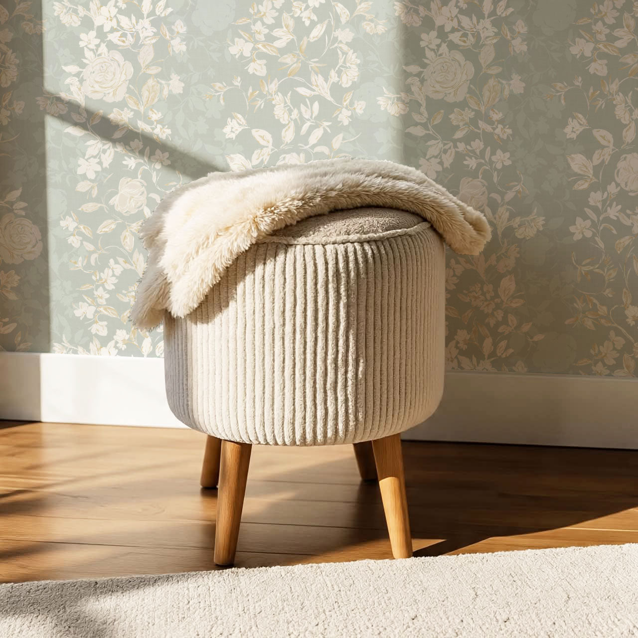 Talia Veiled Garden Pale Teal Wallpaper