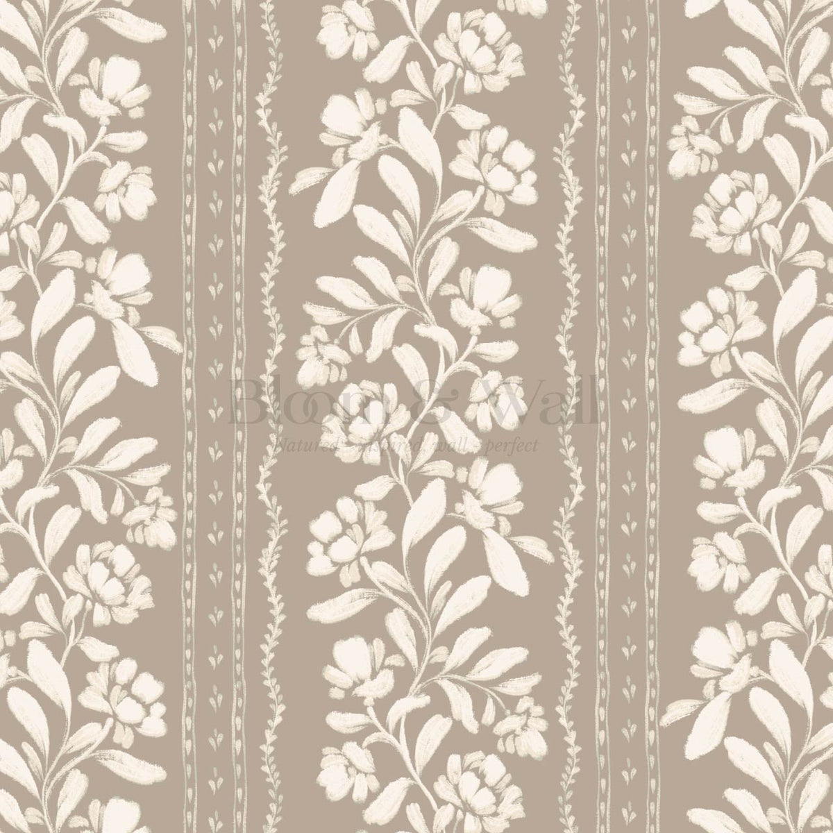 Talia Vintage Tea Rose Taupe Brown Cream Wallpaper