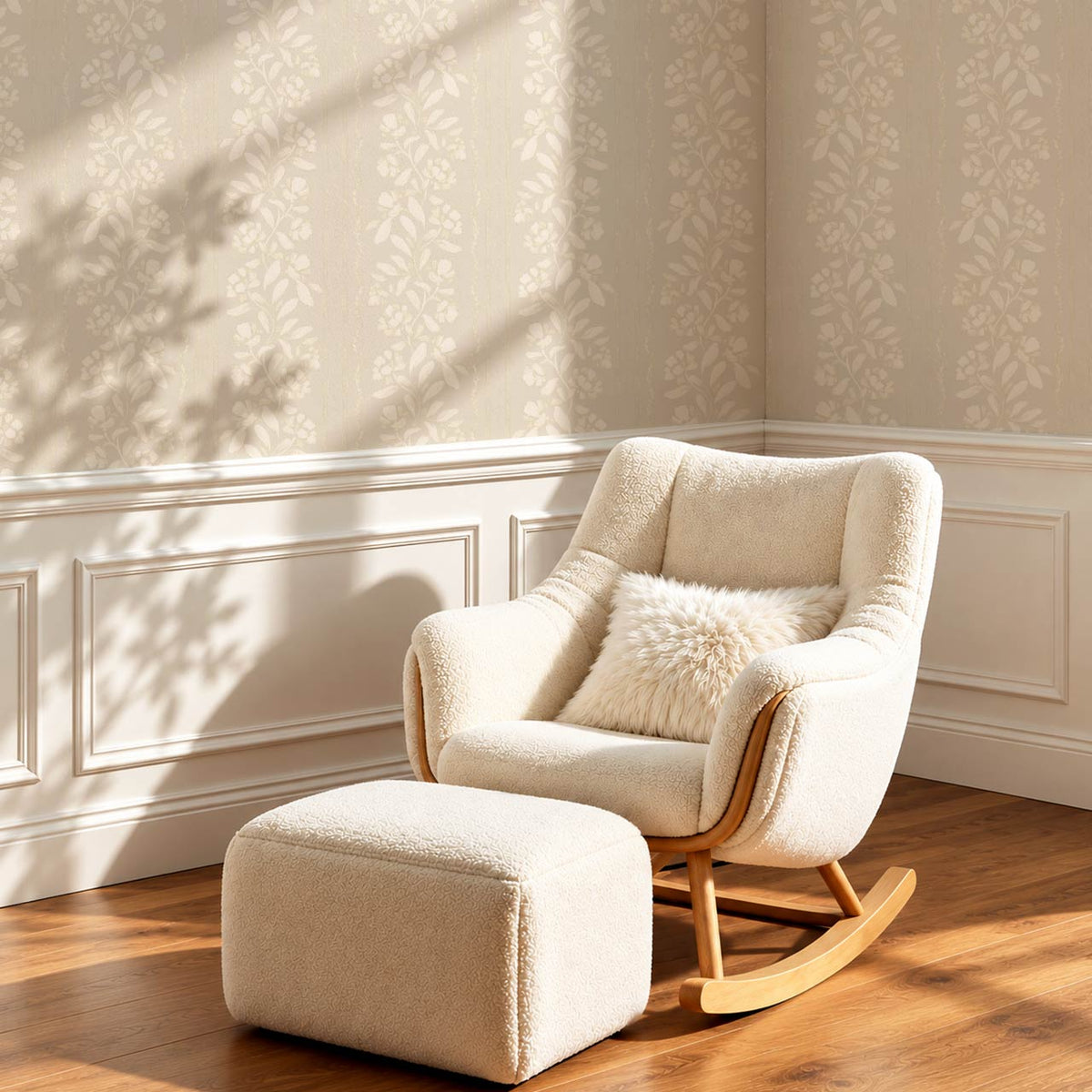 Talia Vintage Tea Rose Neutral Tan Cream Wallpaper