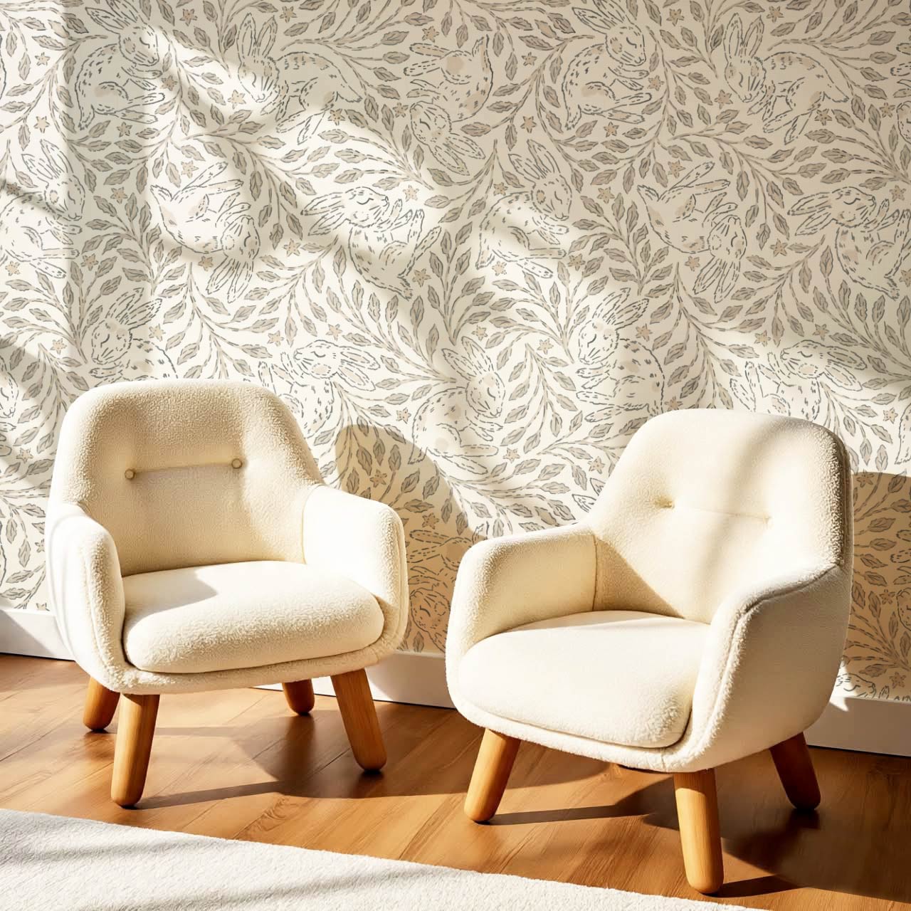 Tania Sleeping Bunny Cream Beige Wallpaper