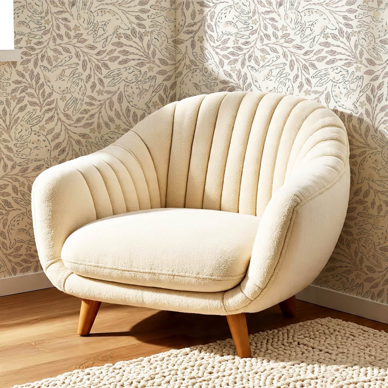 Tania Sleeping Bunny Cream Pale Rose Wallpaper