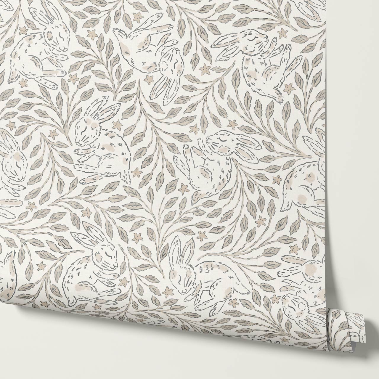 Tania Sleeping Bunny Cream Beige Wallpaper