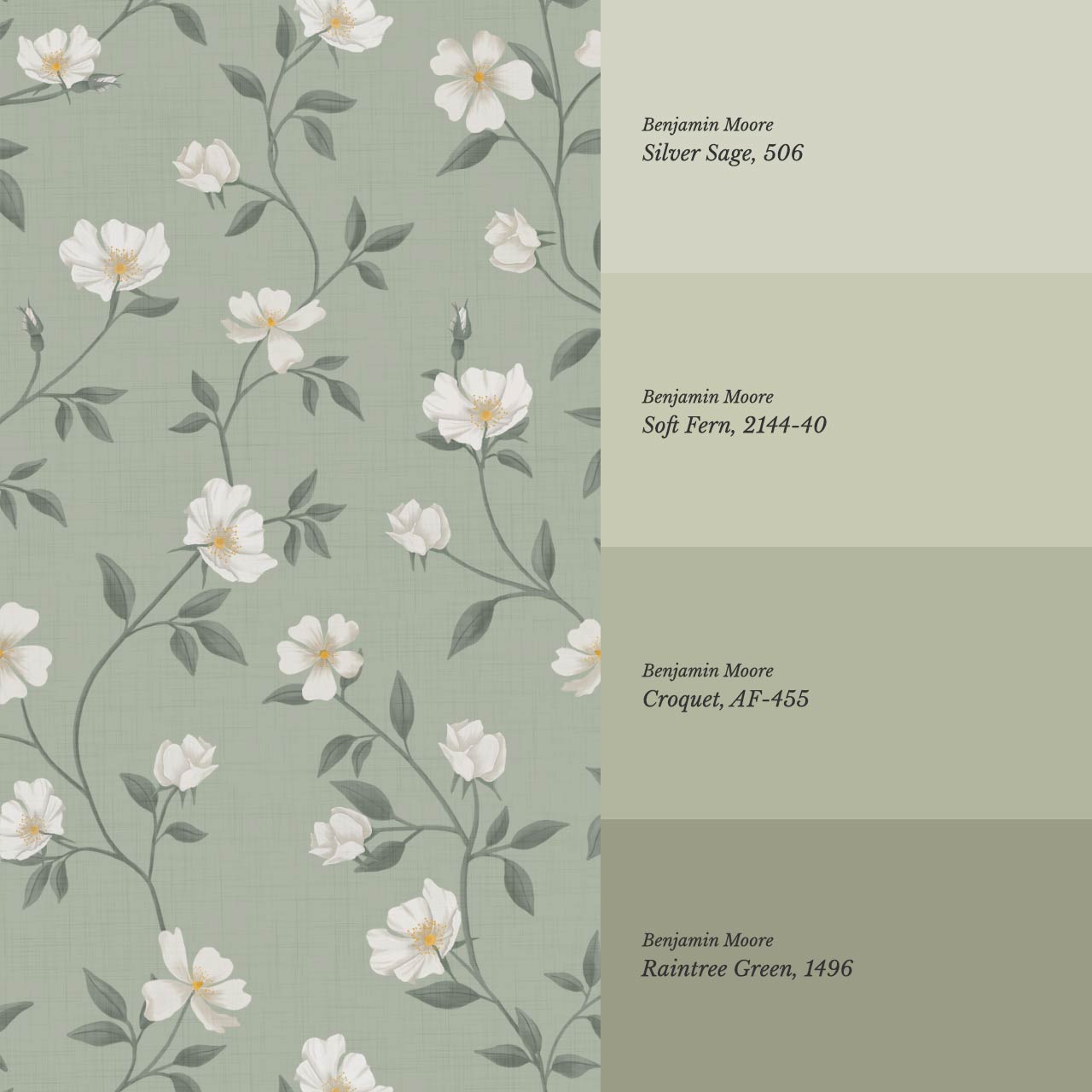 Tatjana Floral Chinoiserie Sage Green Wallpaper