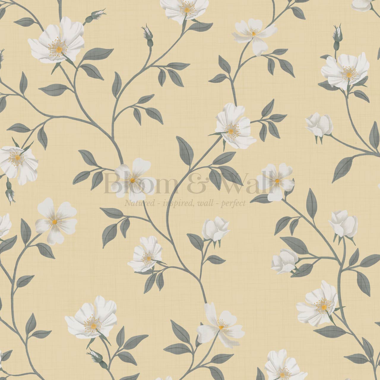Tatjana Floral Chinoiserie Sunny Yellow Wallpaper