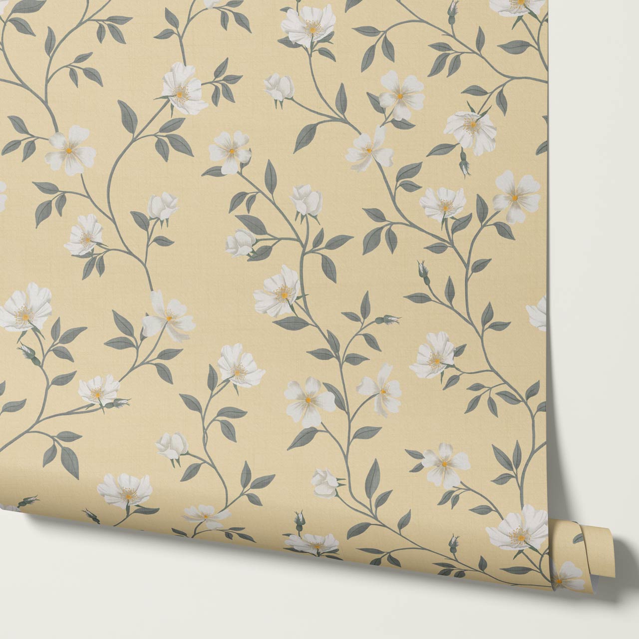 Tatjana Floral Chinoiserie Sunny Yellow Wallpaper