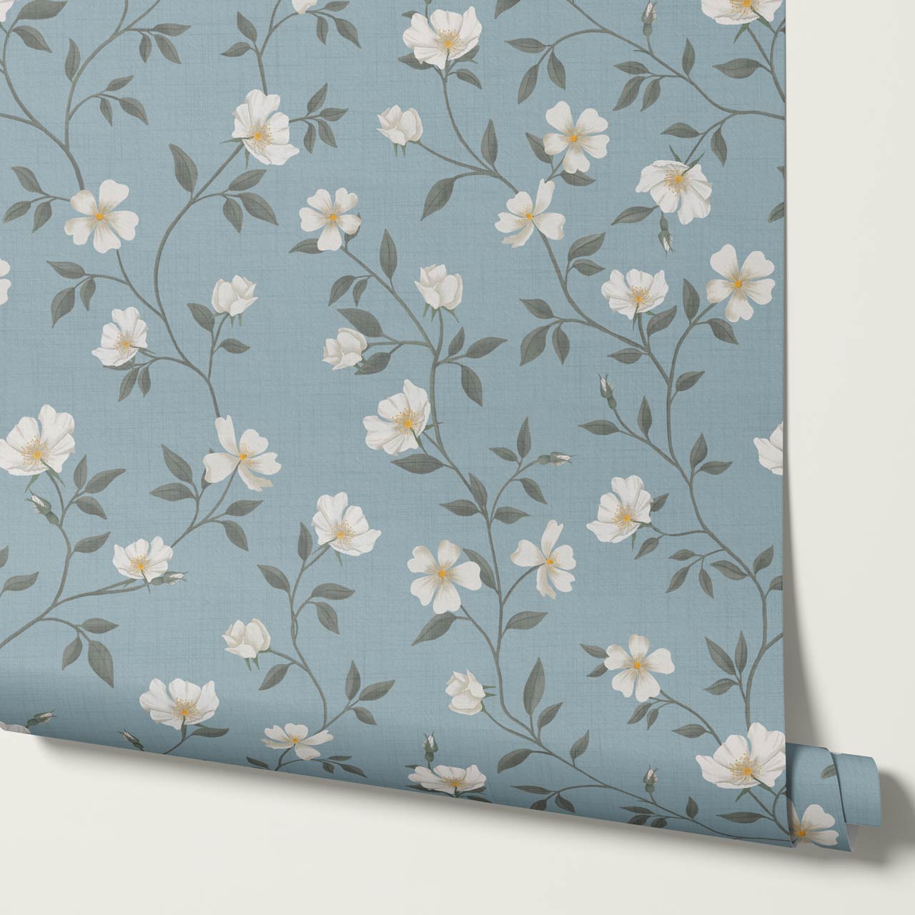 Tatjana Floral Chinoiserie Pale Blue Wallpaper