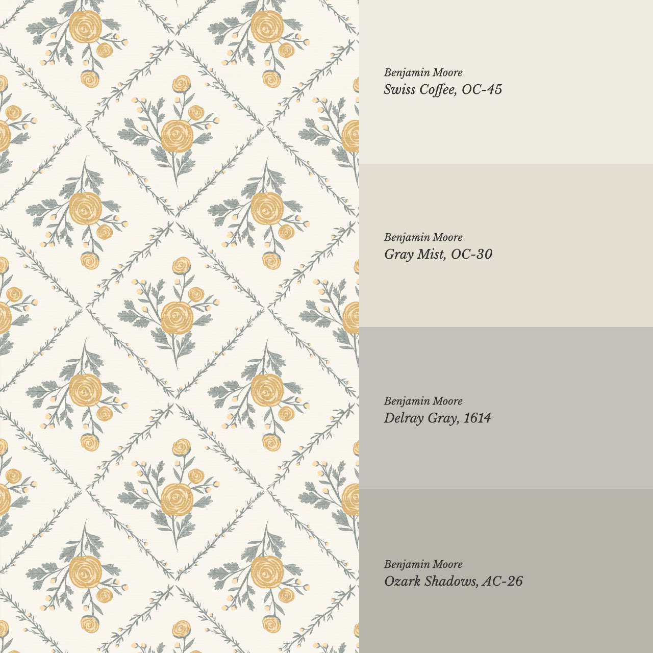 Taylor Farmhouse Rose Butter Wallpaper