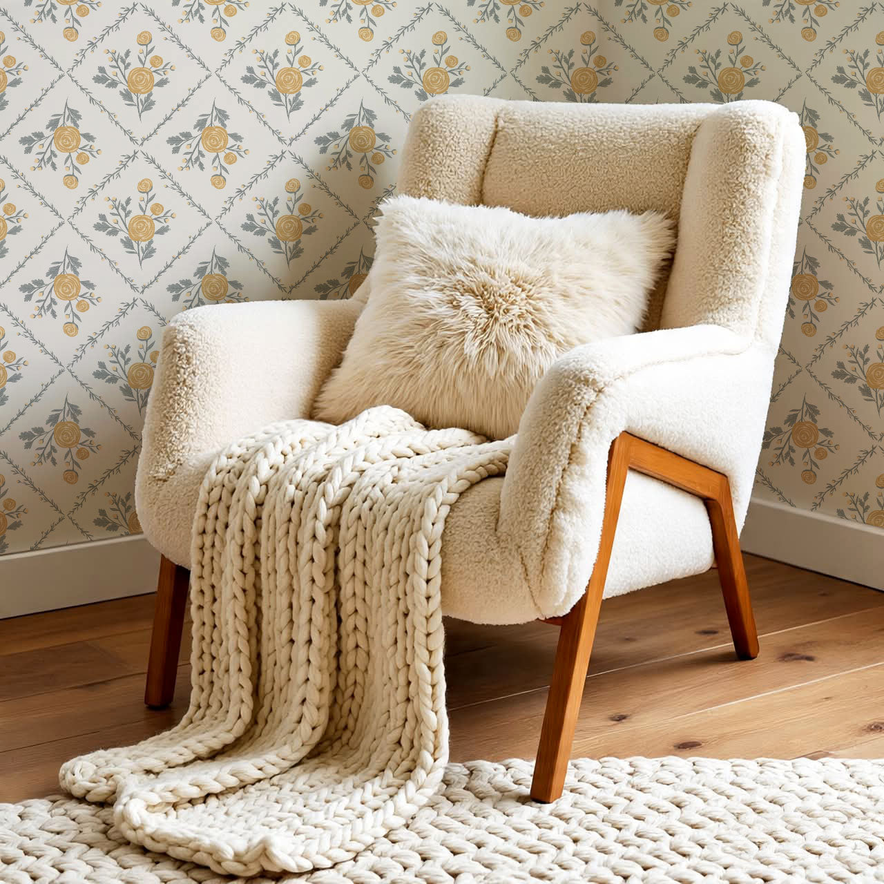 Taylor Farmhouse Rose Butter Wallpaper