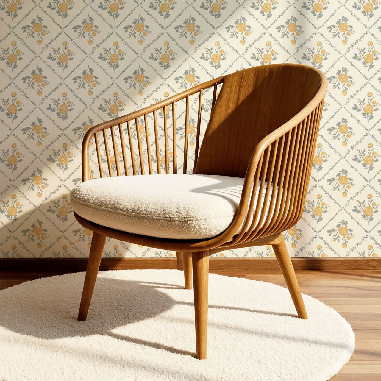 Taylor Farmhouse Rose Butter Wallpaper