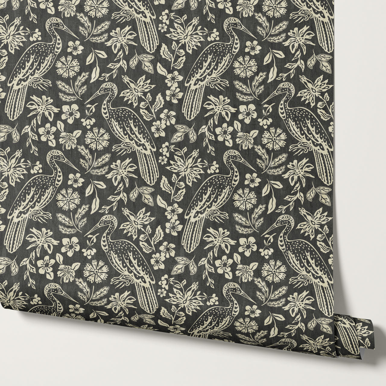 Teagan Bohemian Birds Charcoal Wallpaper