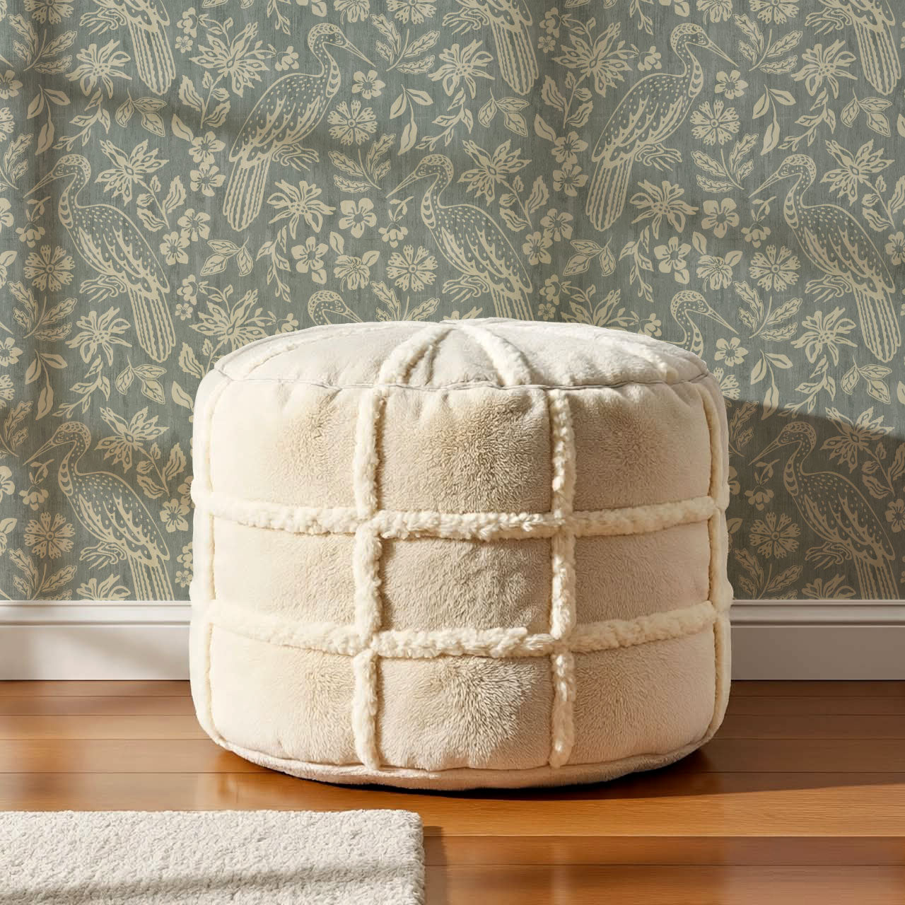 Teagan Bohemian Birds Gray Sage Wallpaper