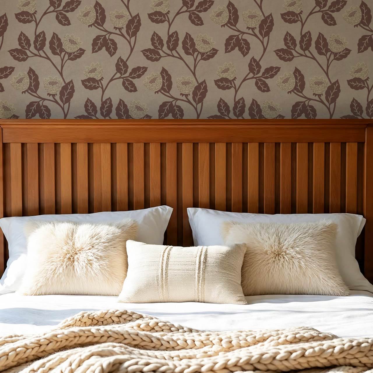 Teodora Country Blossom Stone Cocoa Wallpaper