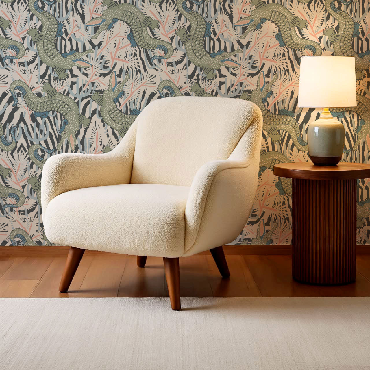 Tessa Bazaar Gator Slate Sage Wallpaper