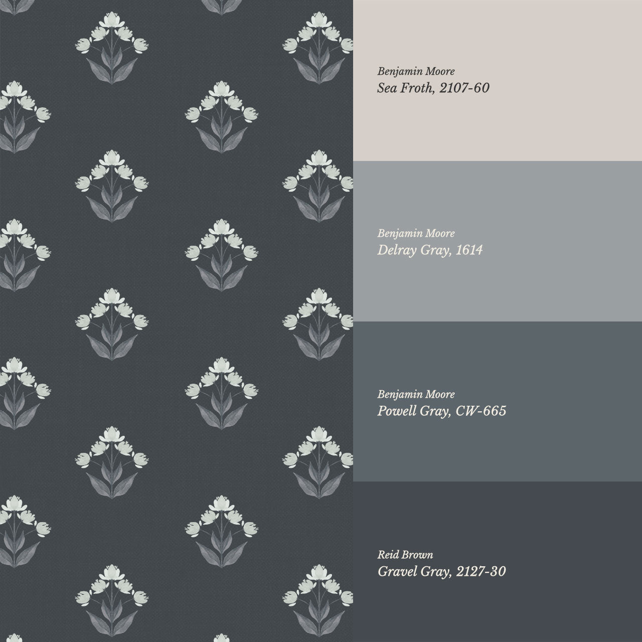 Thara Mirrored Bunch Slate Wallpaper
