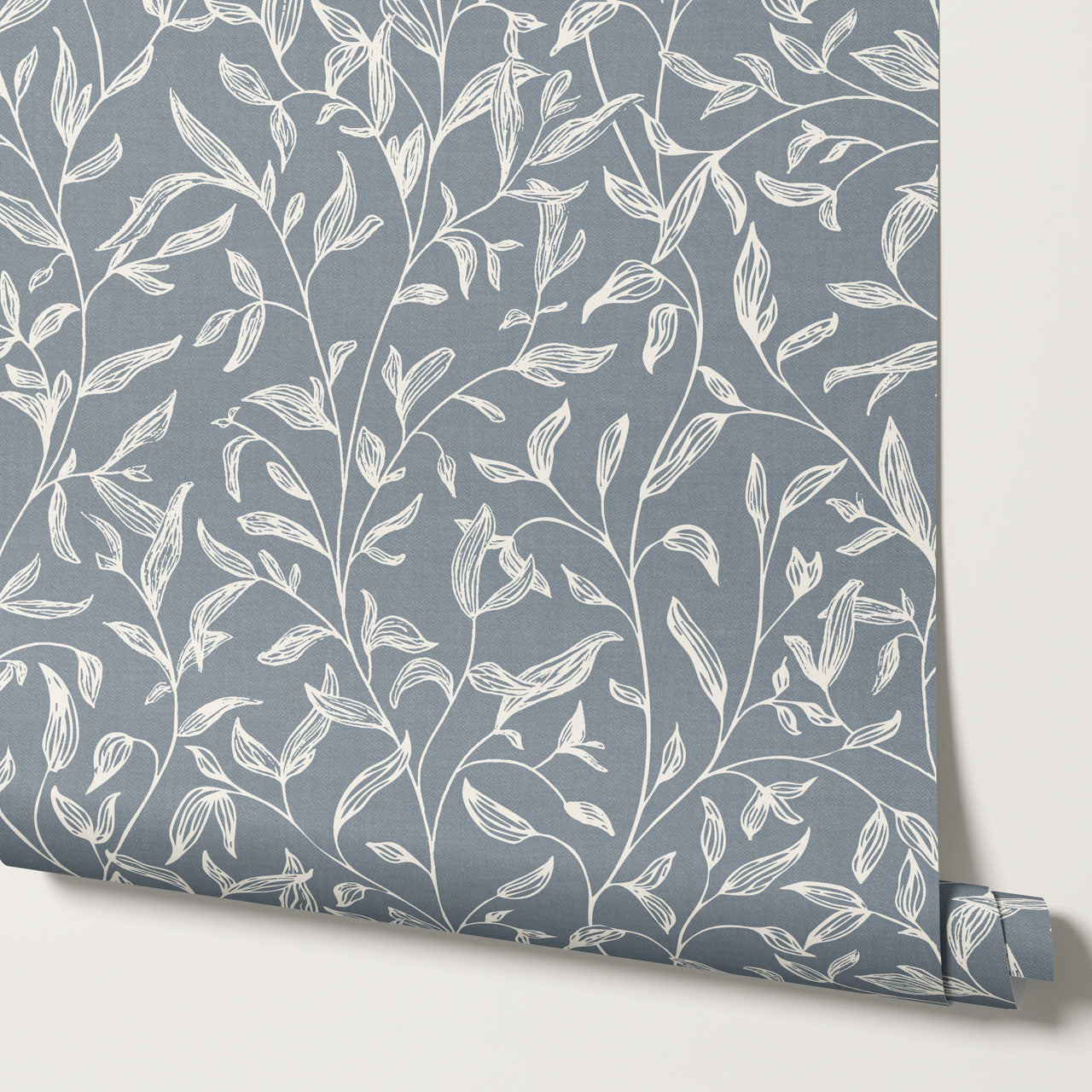 Thea Botanical Vines French Blue Pattern Wallpaper