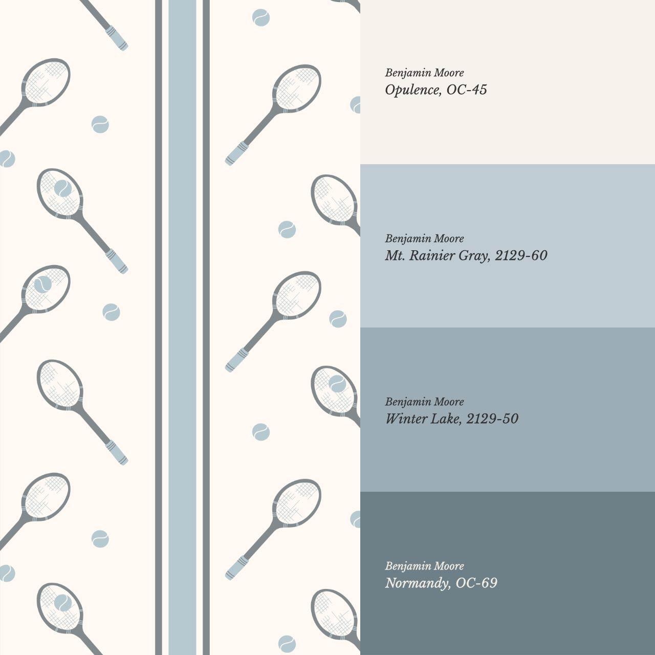 Theo Country Club Tennis Stripes Blue Wallpaper