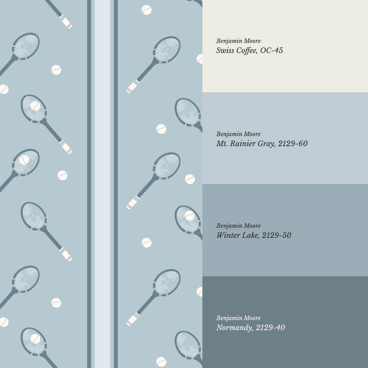 Theo Country Club Tennis Stripes Dusty Blue Wallpaper