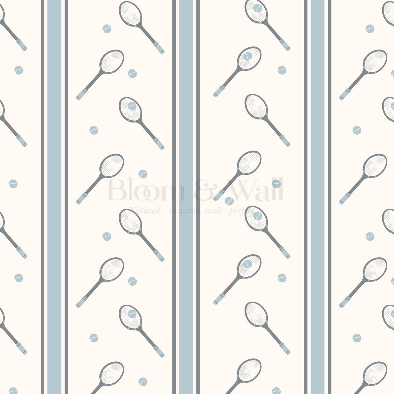 Theo Country Club Tennis Stripes Blue Wallpaper