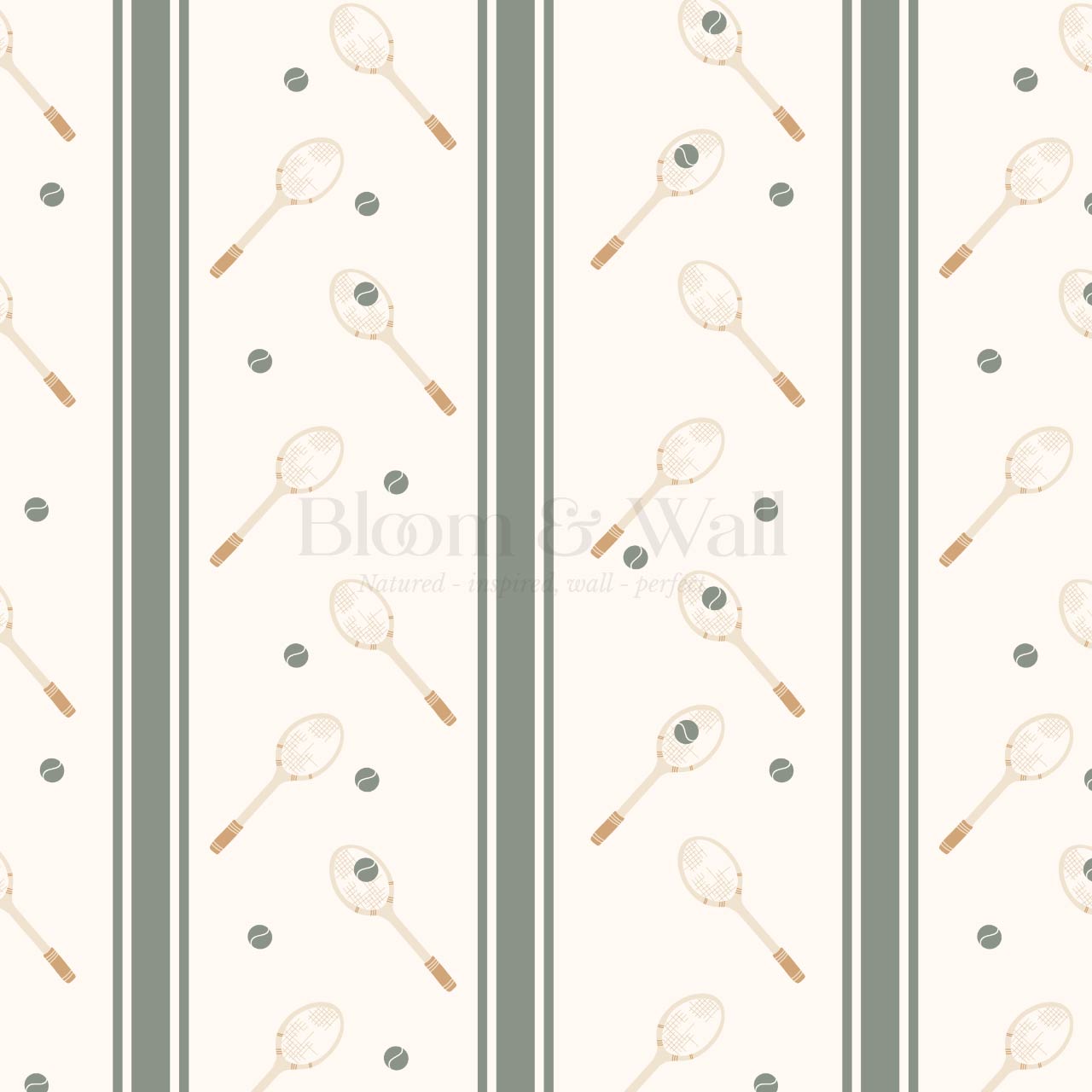 Theo Country Club Tennis Stripes Ochre Evergreen Wallpaper