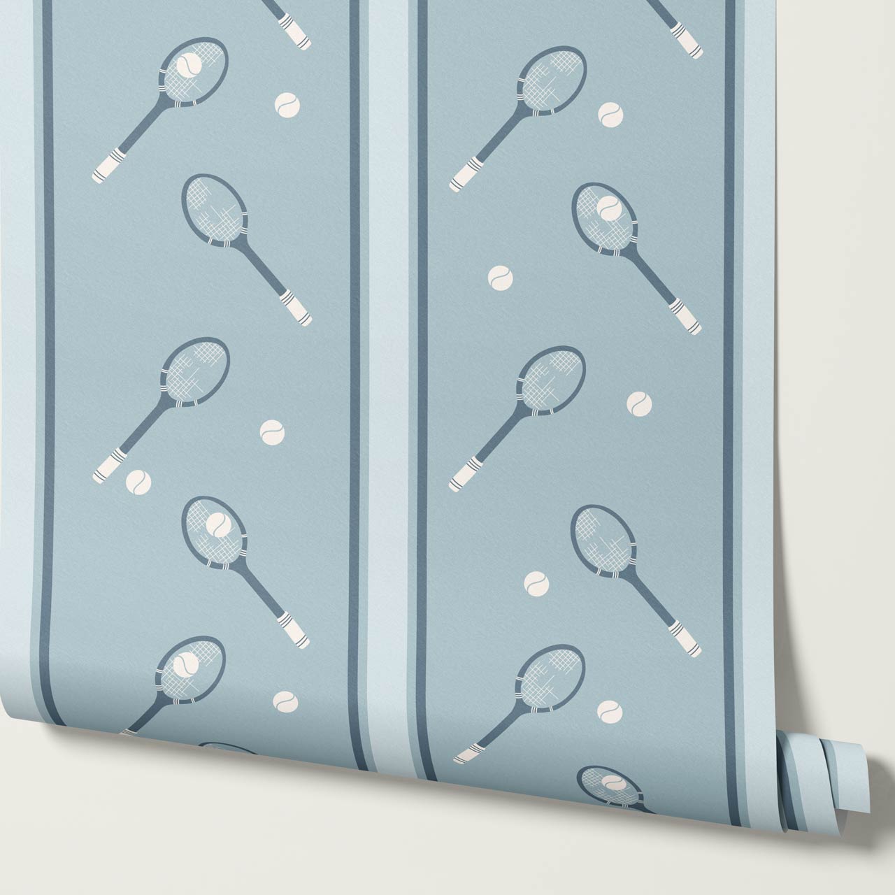 Theo Country Club Tennis Stripes Dusty Blue Wallpaper