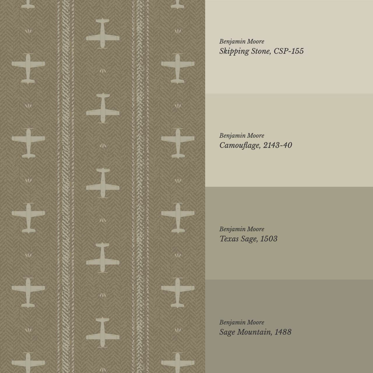 Theodore Vintage Planes Bayleaf Wallpaper