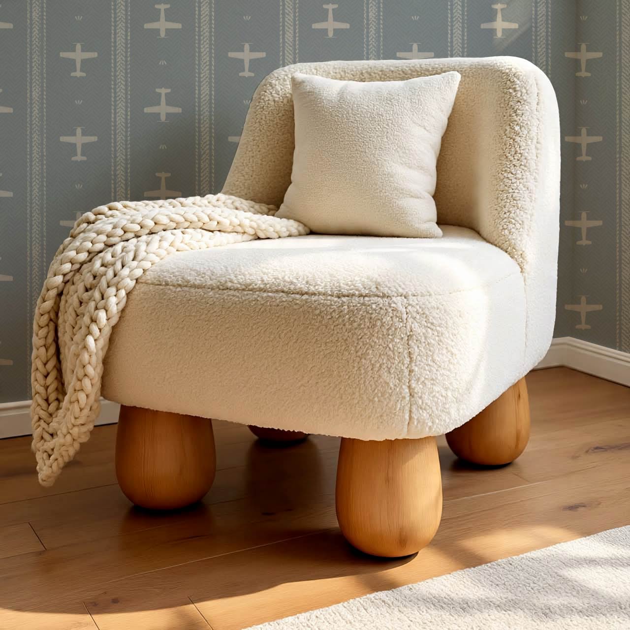 Theodore Vintage Planes Gray Blue Wallpaper