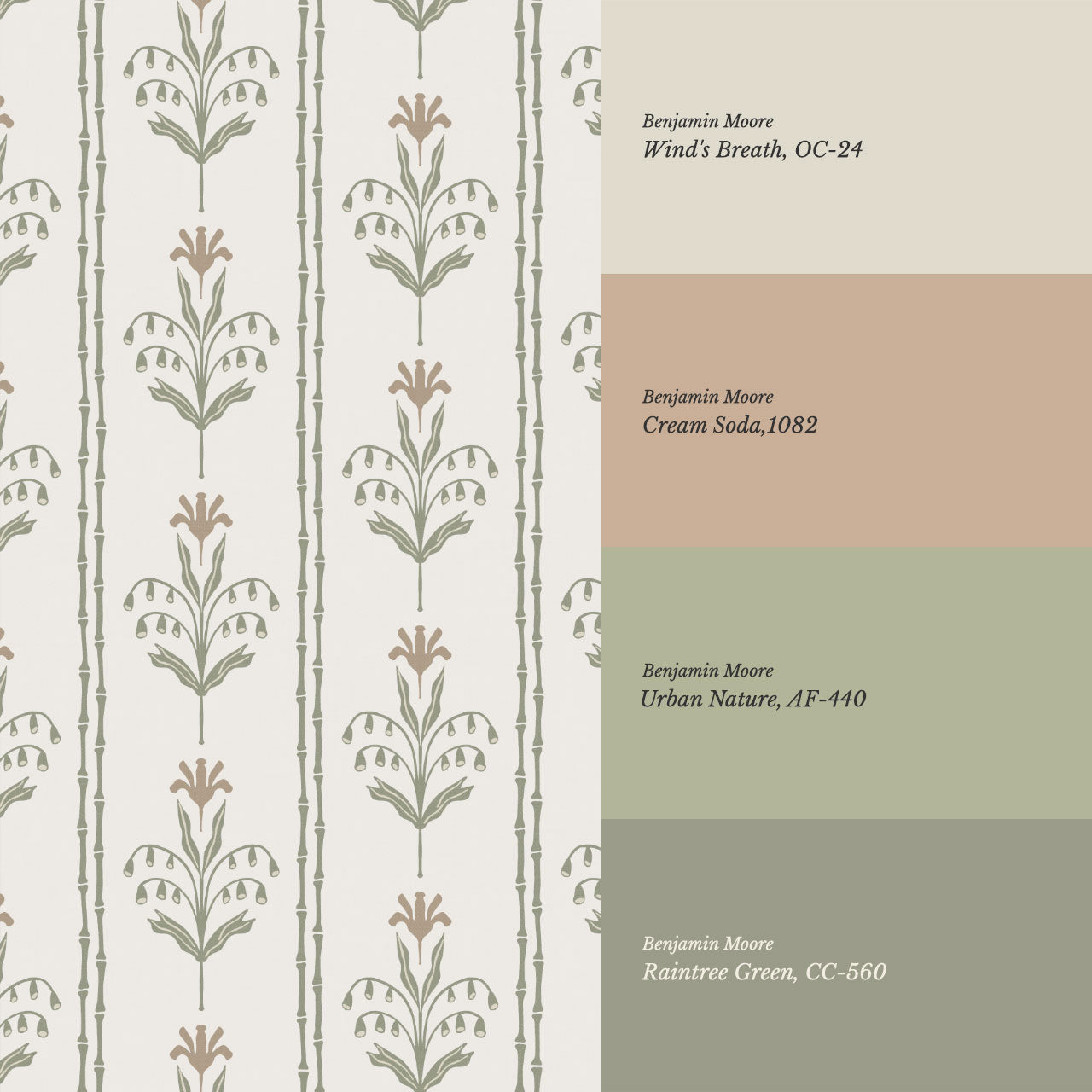 Theresa Large Floral Stripes Beige Wallpaper