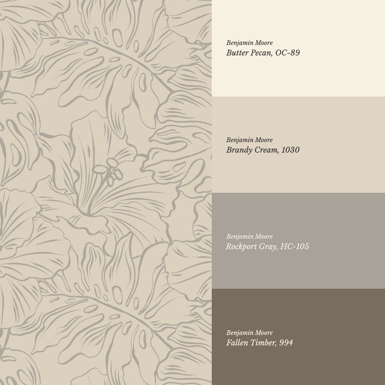 Tiana Large Monstera Beige Gray Wallpaper