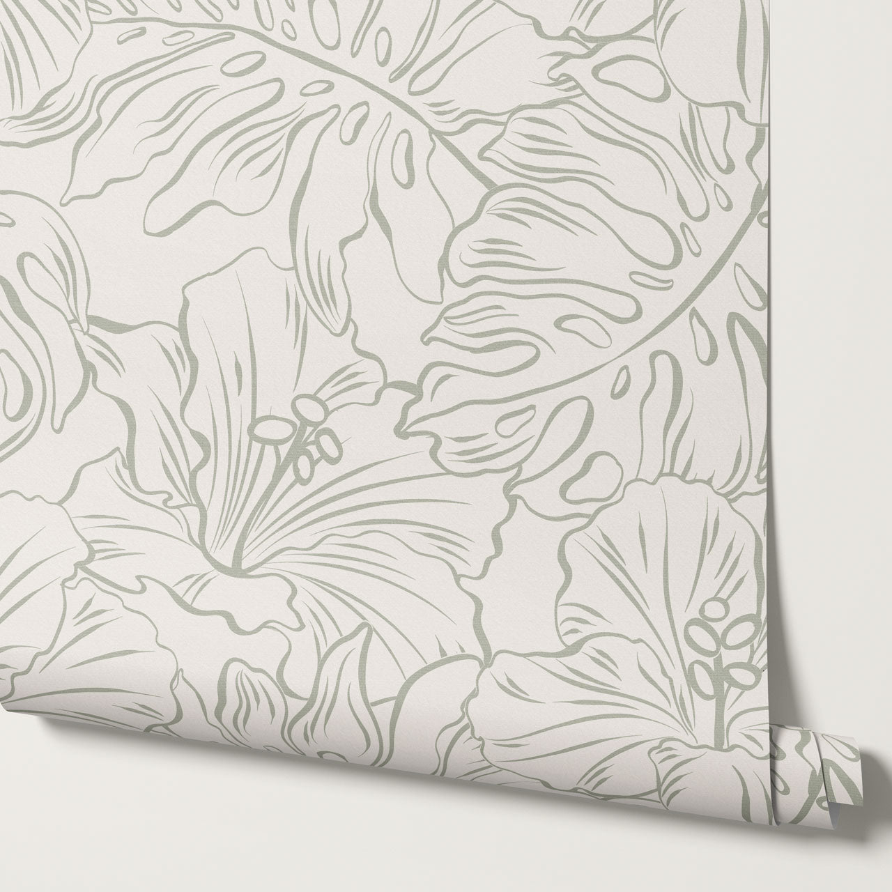 Tiana Large Monstera Cream Sage Wallpaper