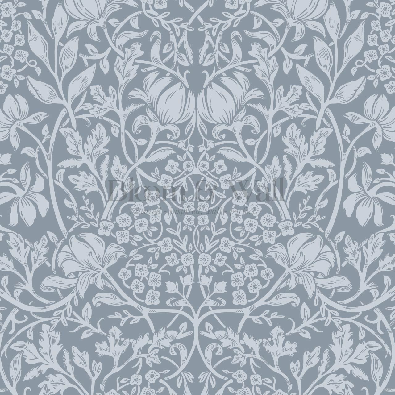 Tiphaine Vintage Twining Blooms Blue Sky Wallpaper