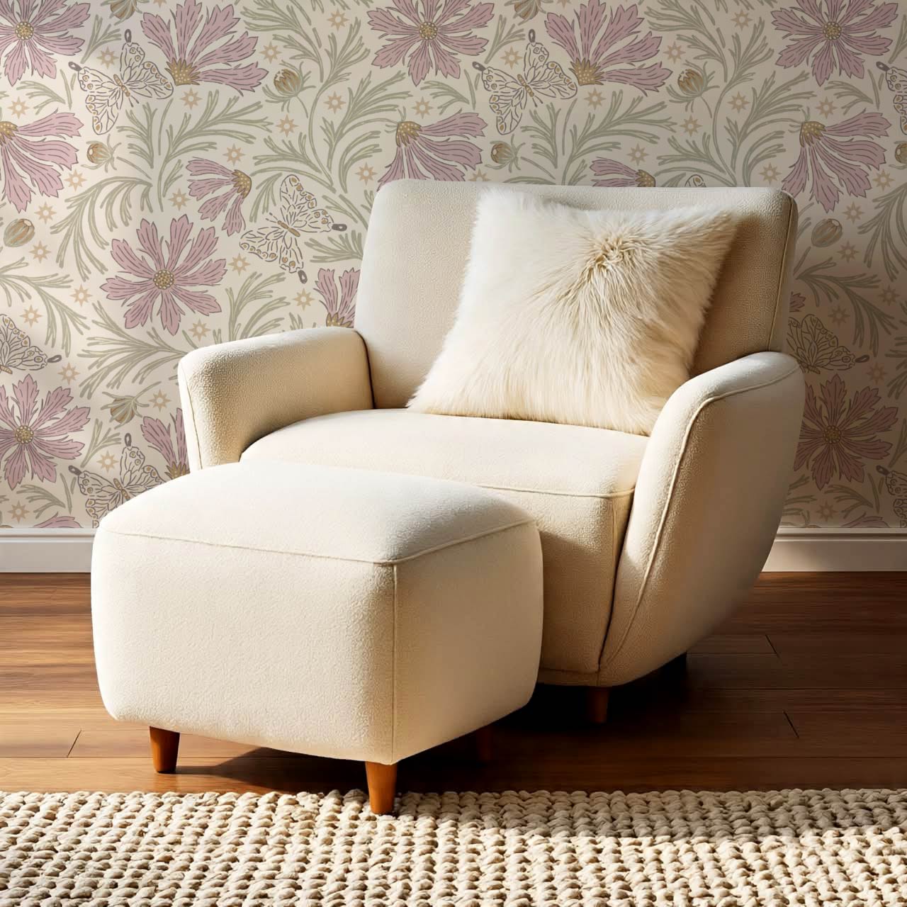 Titi Cosmos and Stars Soft Sage Pink Wallpaper