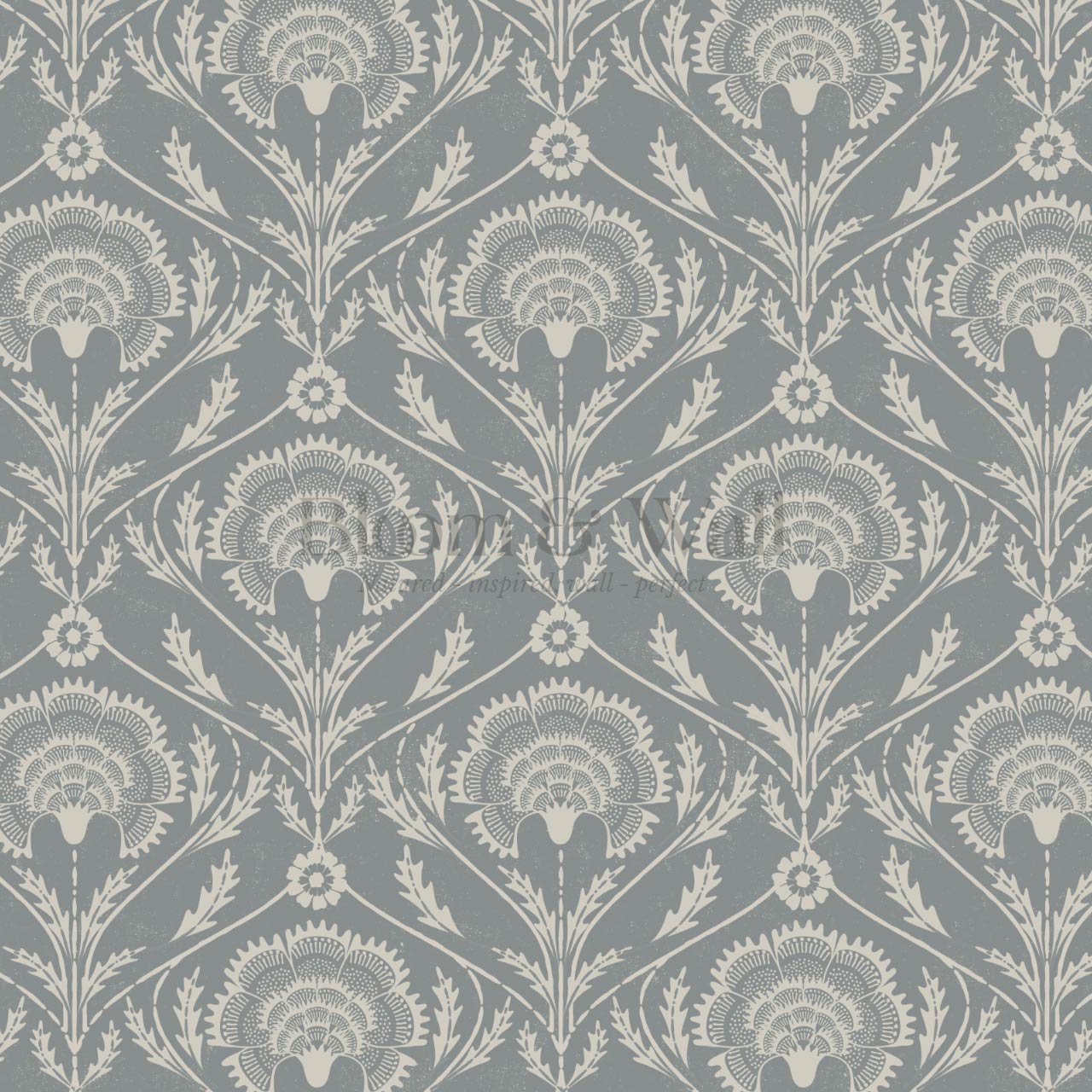 Tomasa Boho Glam Floral Damask Gray Slate Ivory Wallpaper