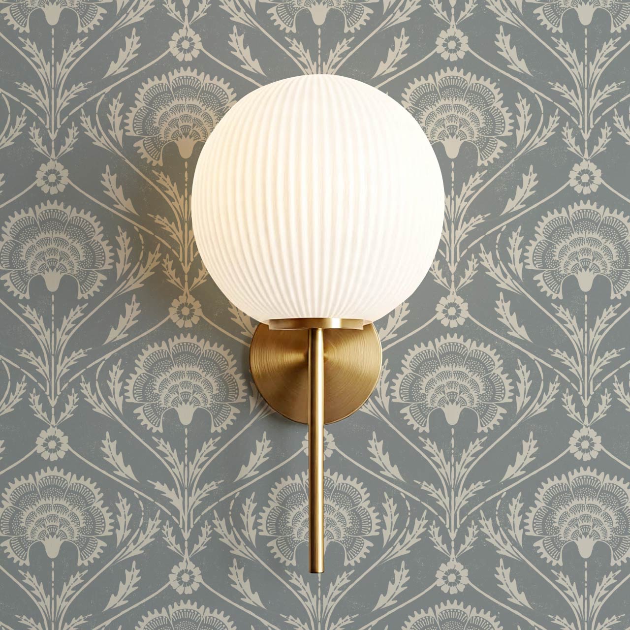 Tomasa Boho Glam Floral Damask Gray Slate Ivory Wallpaper