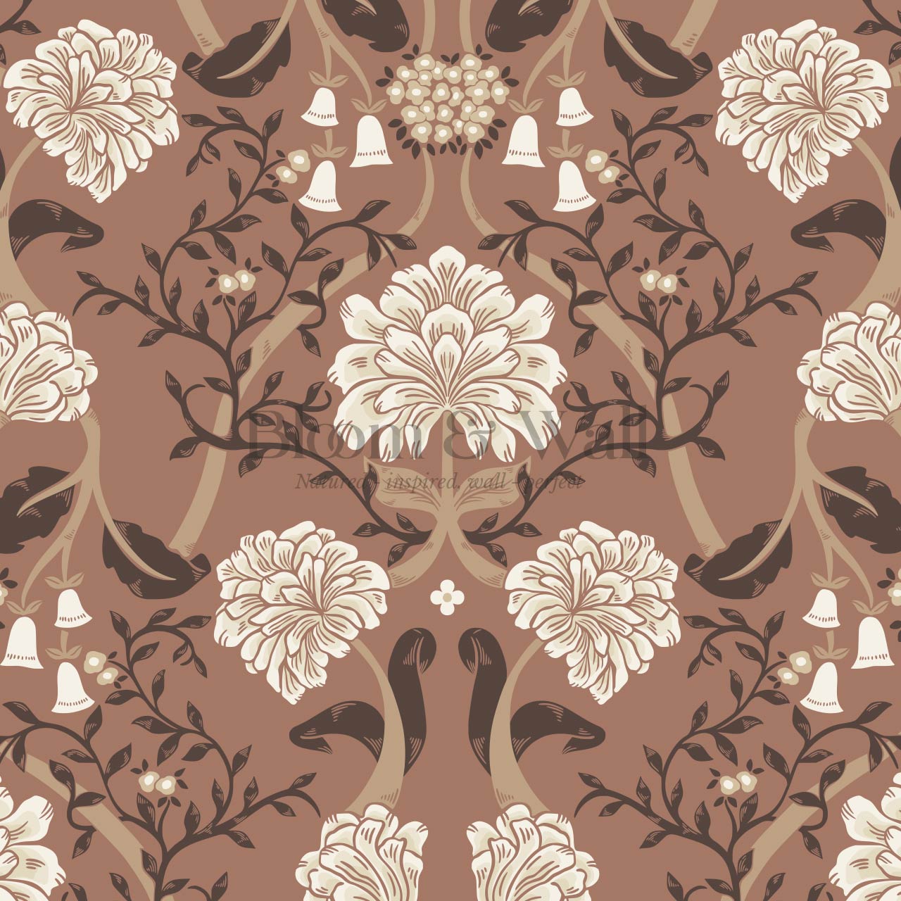 Triin Chrysanthemum Floral Cocoa Cream Wallpaper