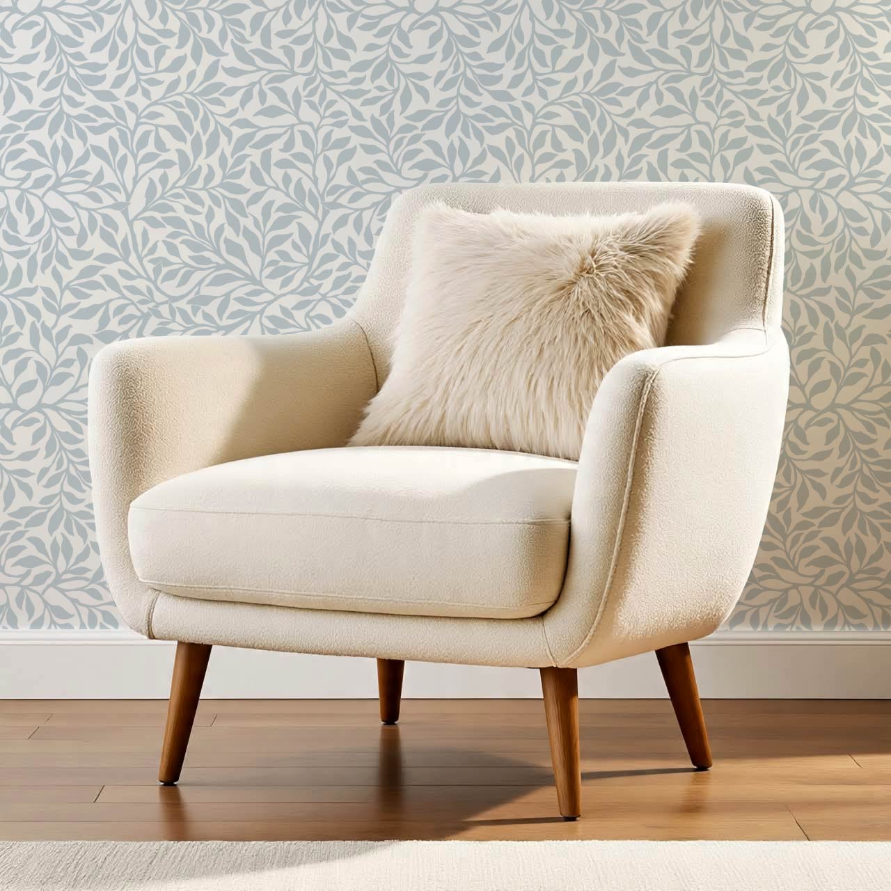 Trinidad Winding Foliage Blue White Wallpaper
