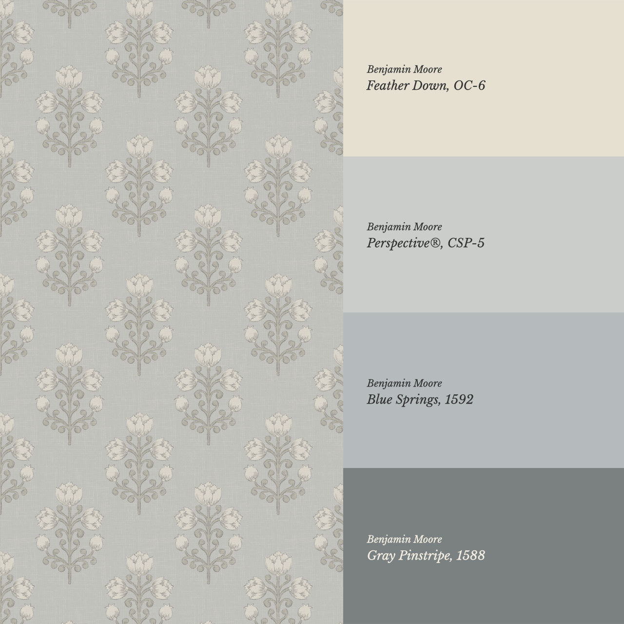 Ava Tulips Pearl Gray Wallpaper