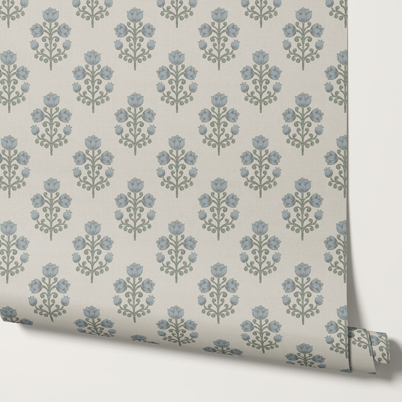 Ava Tulips Blue Gray Wallpaper