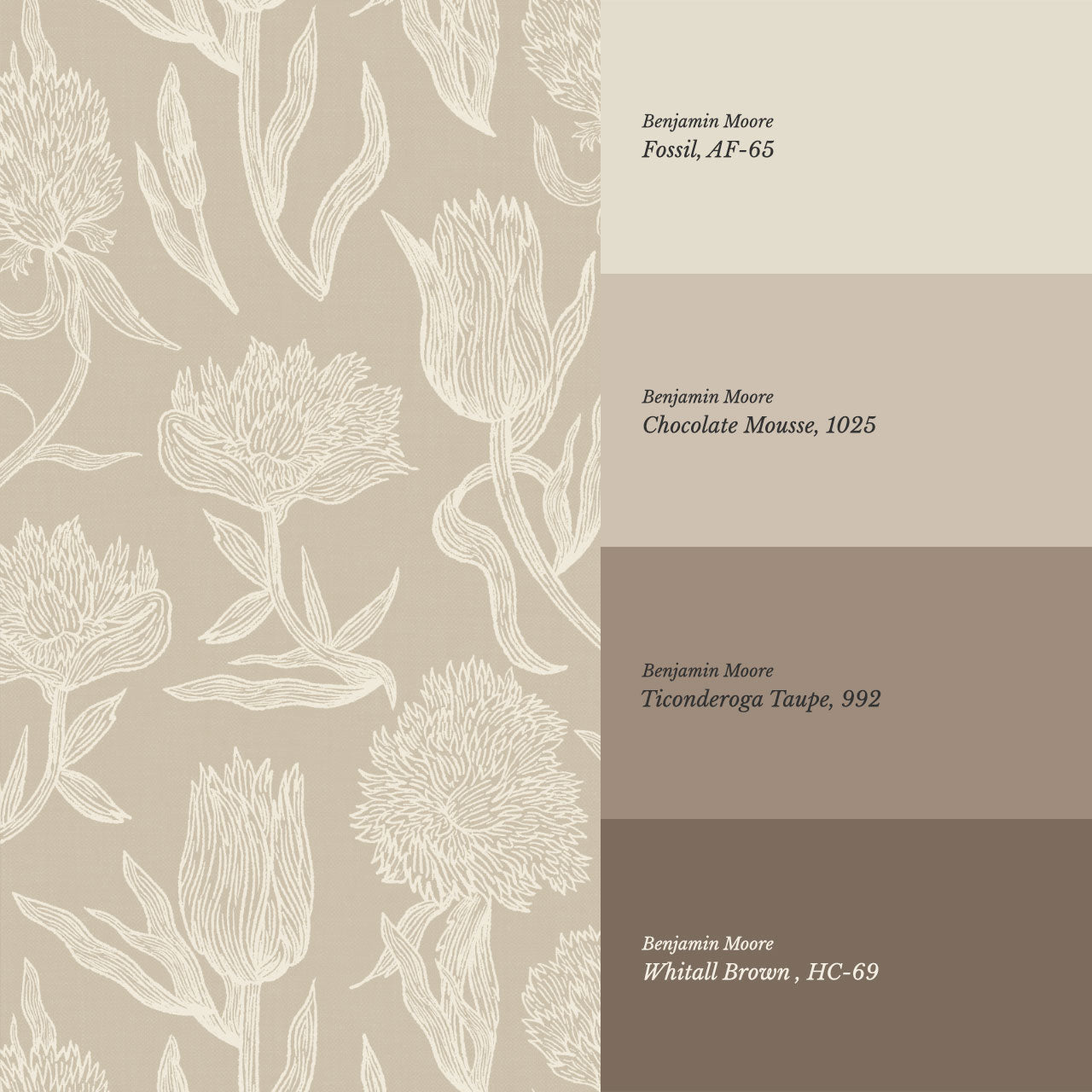 Umbria Trellis Florals Stone Wallpaper