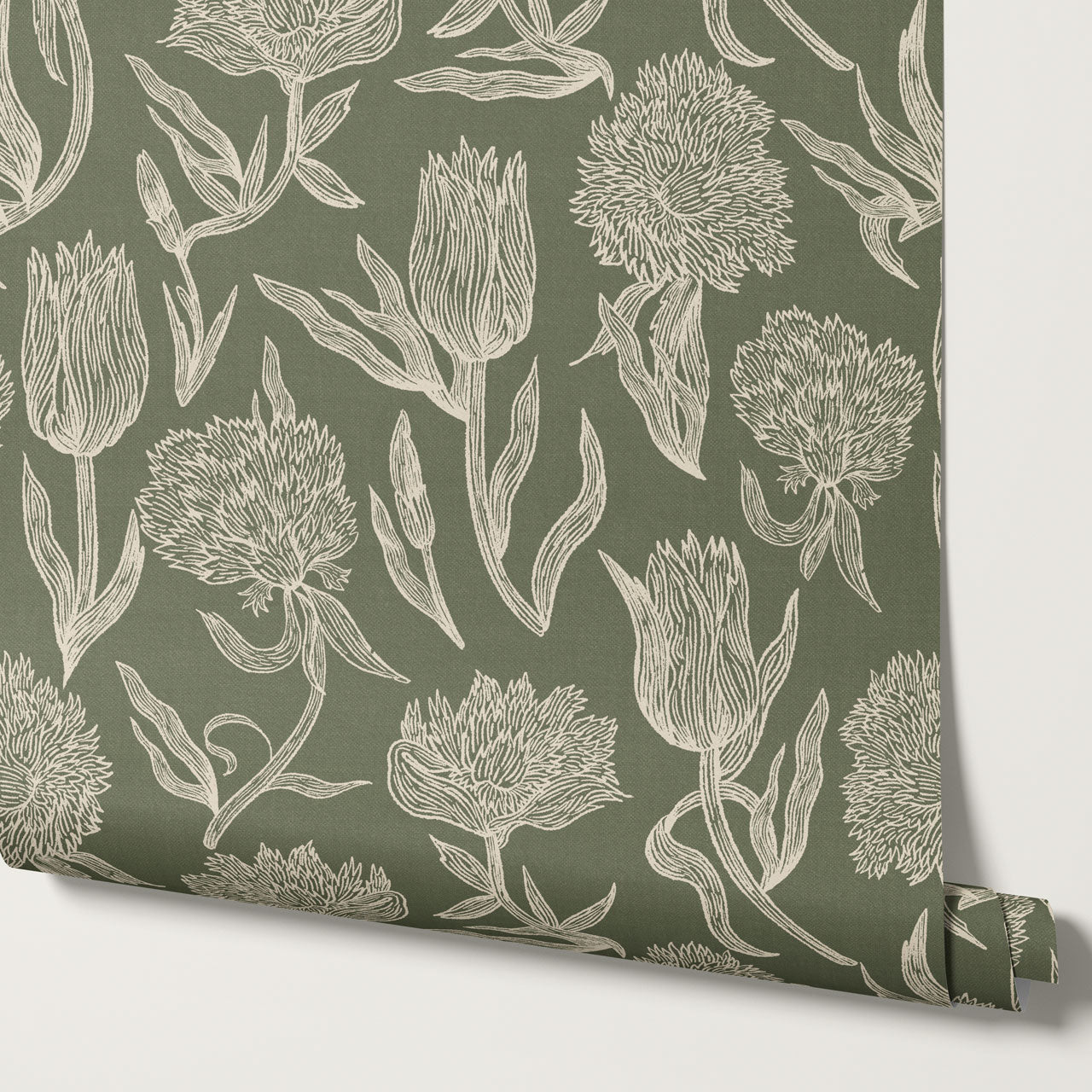 Umbria Trellis Florals Forest Wallpaper