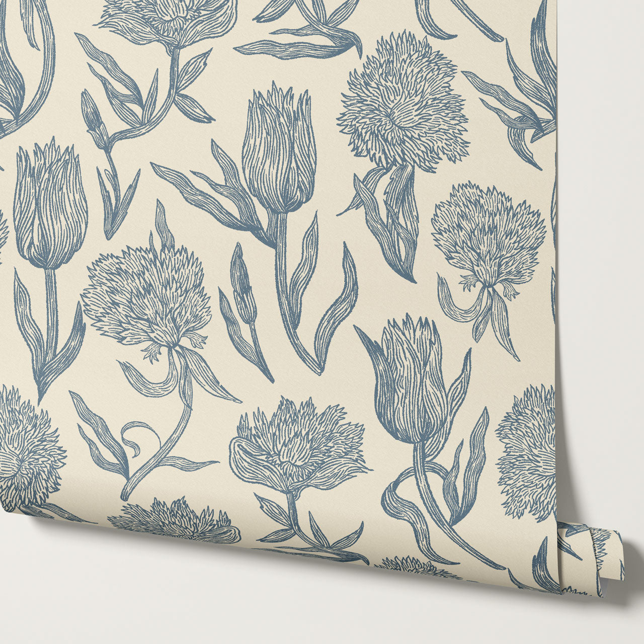 Umbria Trellis Florals Lake Cream Wallpaper