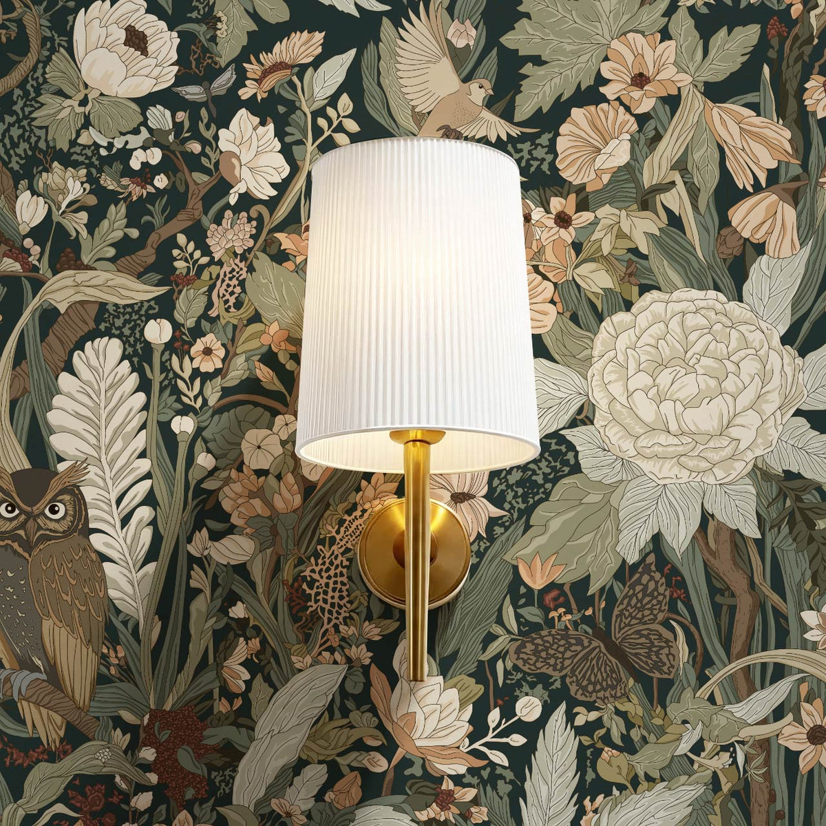 Valeria Secret Garden Deep Green Brown Rust Wallpaper