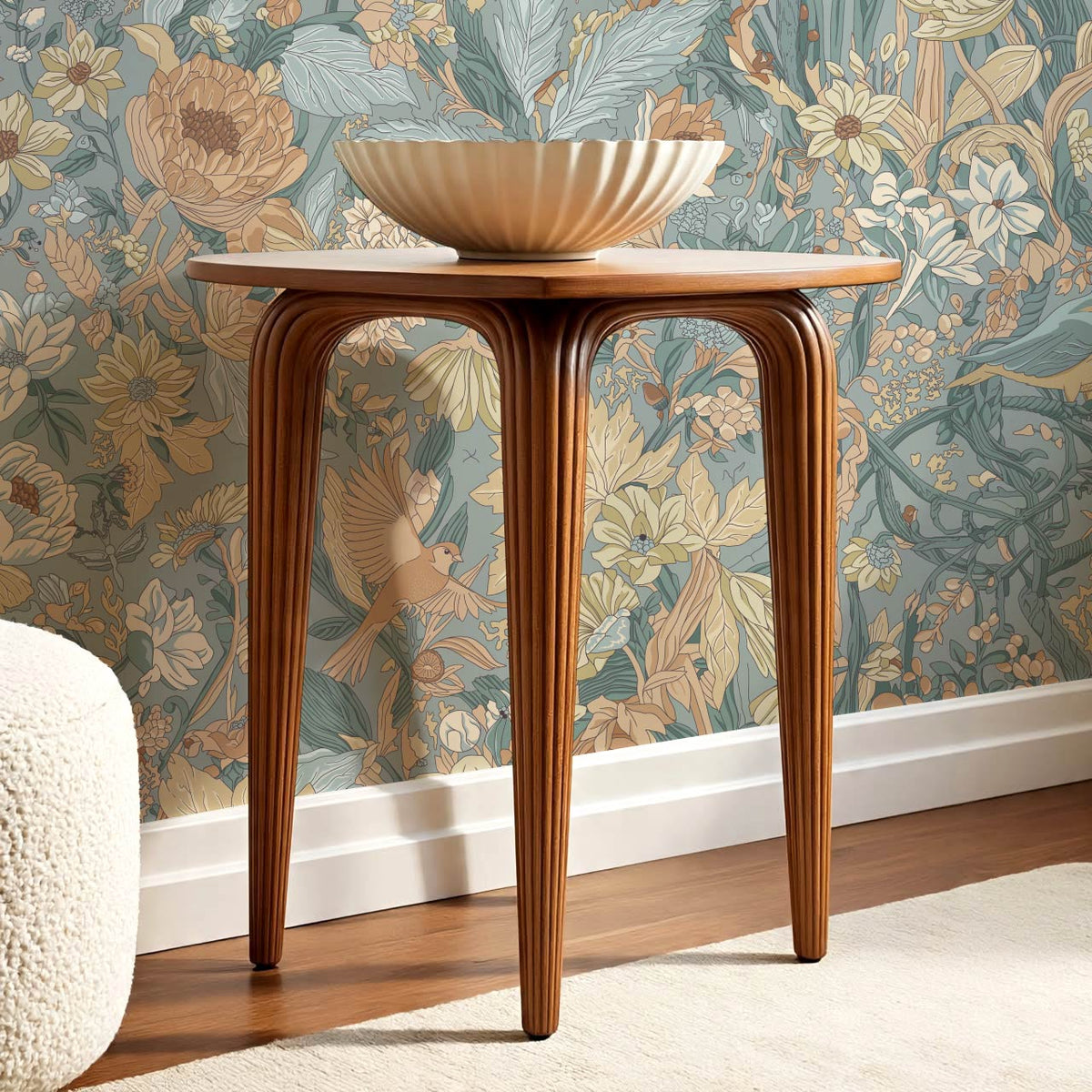 Valeria Secret Garden Sea Glass Tawny Honey Wallpaper